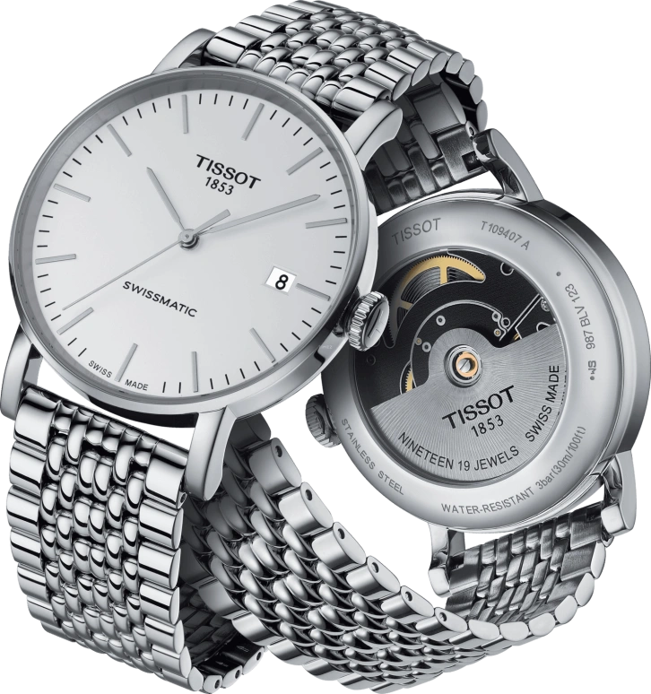Tissot,Everytime 40mm,40mm,Stainless Steel,Silver,Automatic,Date,72hours,T109,T109.407.11.031.00