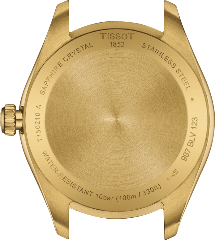 Tissot,PR 100 34mm,34mm,Stainless Steel,Gold,Quartz,Day,Sapphire,Crystal Glass,T150,T150.210.33.021.00