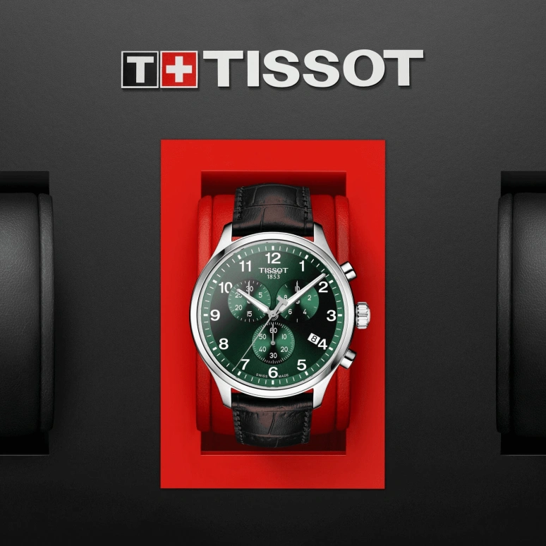 Tissot,Chrono 45mm,45mm,Stainless Steel,Green,Quartz,Chronograph,Day,T116,T116.617.16.092.00