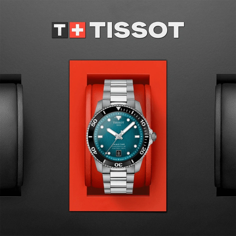 Tissot,Seastar 40mm,40mm,Stainless Steel,Green,Automatic,Day,80hours,T120,T120.807.11.091.00