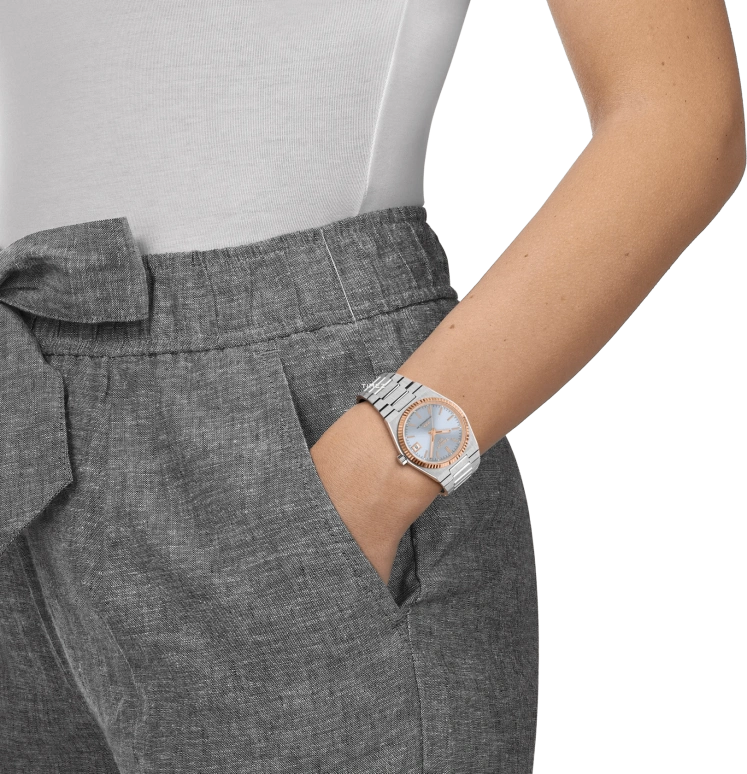 Tissot,PRX 35x34.60mm,35x34.60mm,Rose Gold,Stainless Steel,Ice Blue,Automatic,Day,Sapphire,Crystal Glass,T931,T931.207.41.351.00