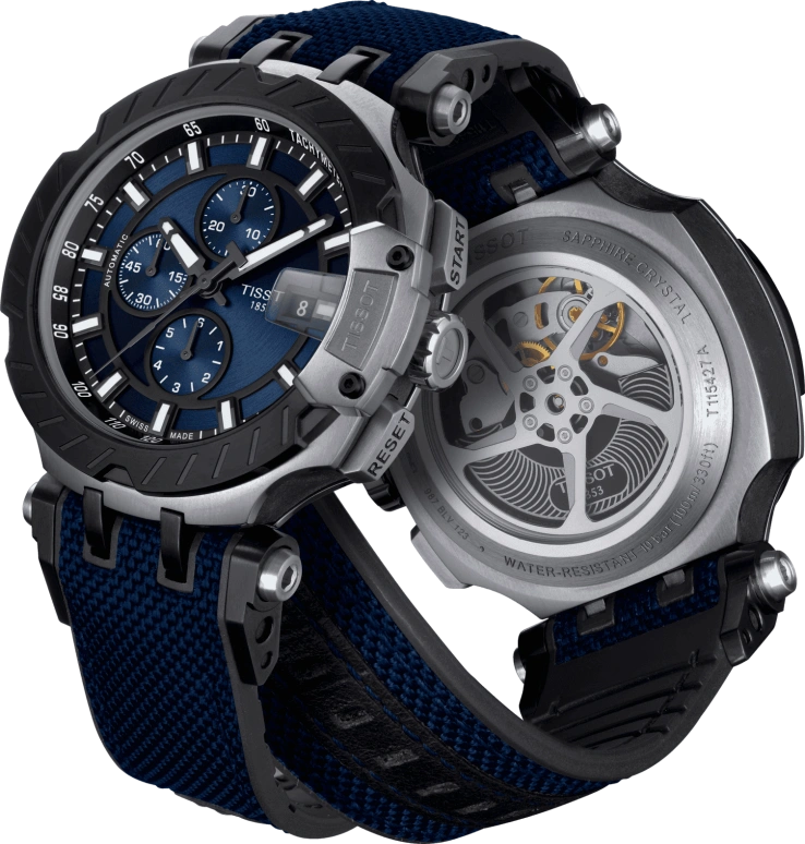 Tissot,T-Race 48.80mm,48.80mm,Stainless Steel,Blue,Automatic,Chronograph,Date,Anti-magnetic,T115,T115.427.27.041.00