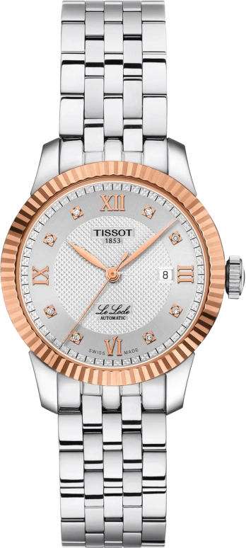 Tissot,Le Locle 29mm,29mm,Stainless Steel,Rose Gold,Silver,Automatic,Day,38hours,T932,T932.207.41.036.00