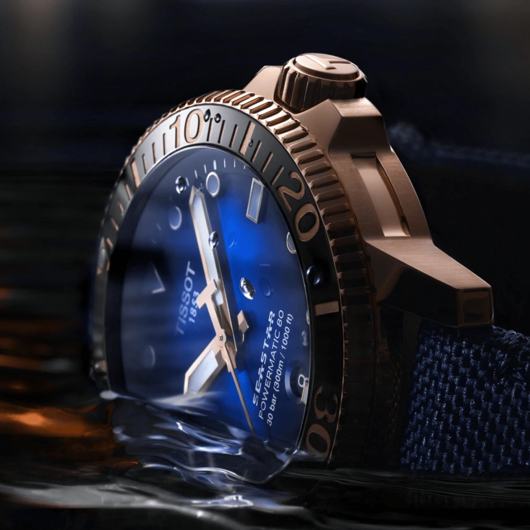 Tissot,Seastar 43mm,43mm,Stainless Steel,Ceramic,Blue,Gradient,Automatic,Day,80hours,T120,T120.407.37.041.00