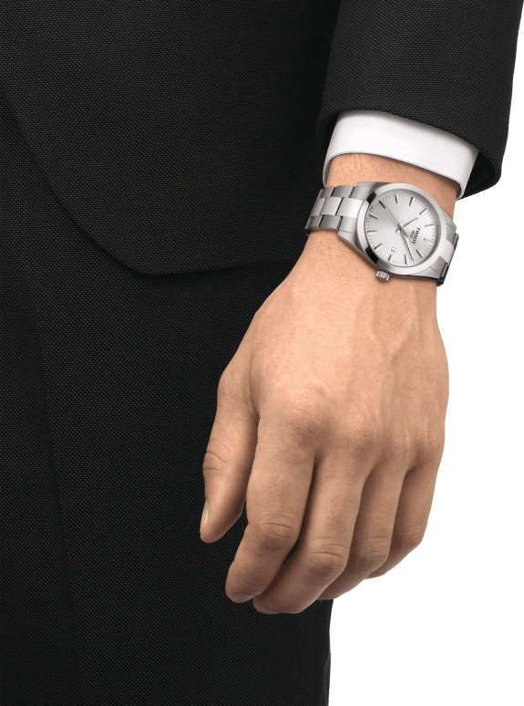 Tissot,Gentleman 40mm,40mm,Stainless Steel,Silver,Quartz,Day,Sapphire,Crystal Glass,T127,T127.410.11.031.00
