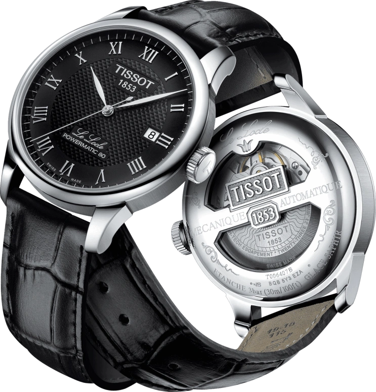 Tissot,Le Locle 39.30mm,39.30mm,Stainless Steel,Black,Automatic,Day,80hours,T006,T006.407.16.053.00