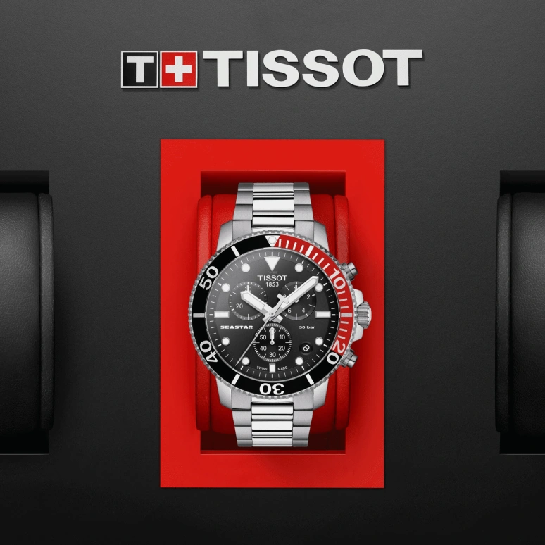Tissot,Seastar 45.50mm,45.50mm,Stainless Steel,Black,Quartz,Chronograph,Date,Rattrapante,T120,T120.417.11.051.01