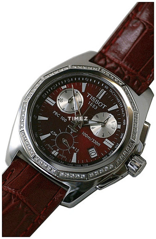 Tissot,PRC 100 34.80mm,34.80mm,Stainless Steel,Coffee,Quartz,Chronograph,Day,T22,T22.1.416.11