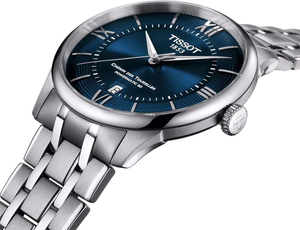 Tissot,Chemin Des Tourelles 39mm,39mm,Stainless Steel,Blue,Automatic,Day,In-house Caliber,T139,T139.807.11.048.00