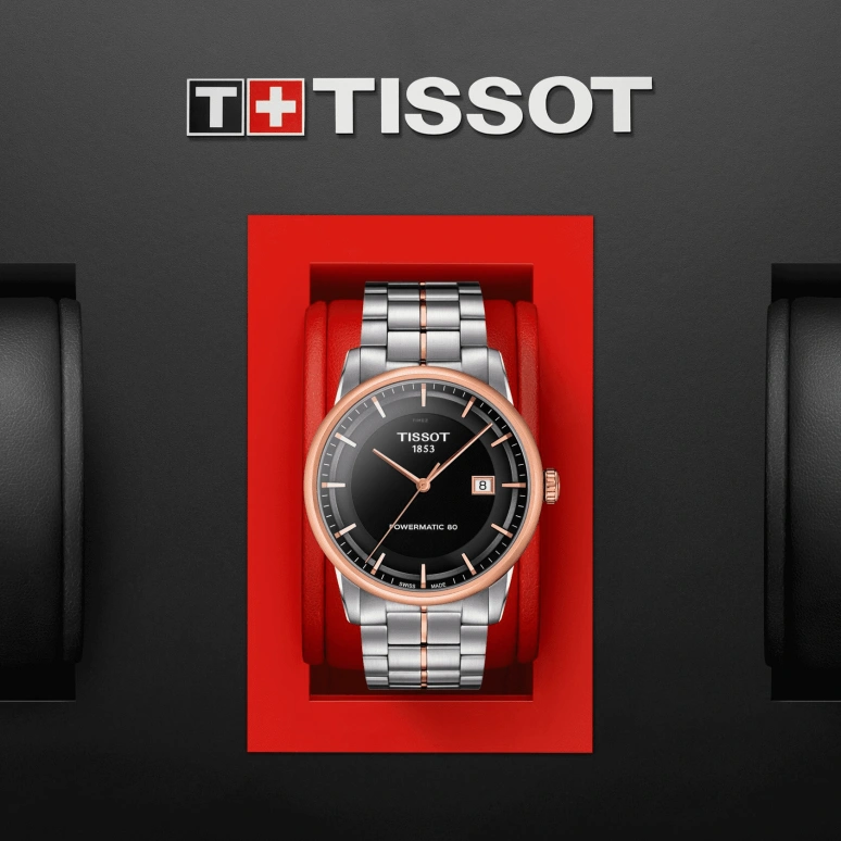 Tissot,Luxury 41mm,41mm,Stainless Steel,Black,Automatic,Chronograph,Date,T086,T086.407.22.051.00