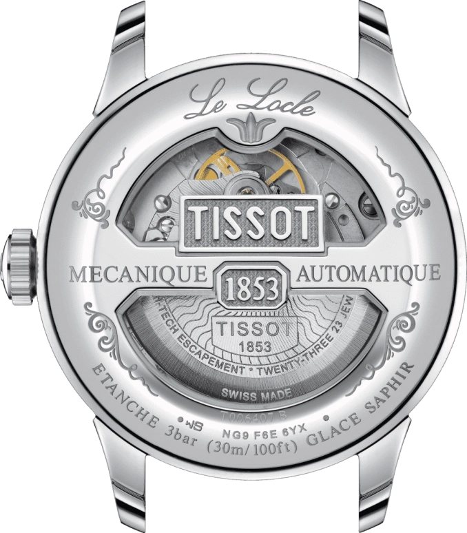 Tissot,Le Locle 39.30mm,39.30mm,Stainless Steel,Blue,Automatic,Day,80hours,T006,T006.407.11.043.00