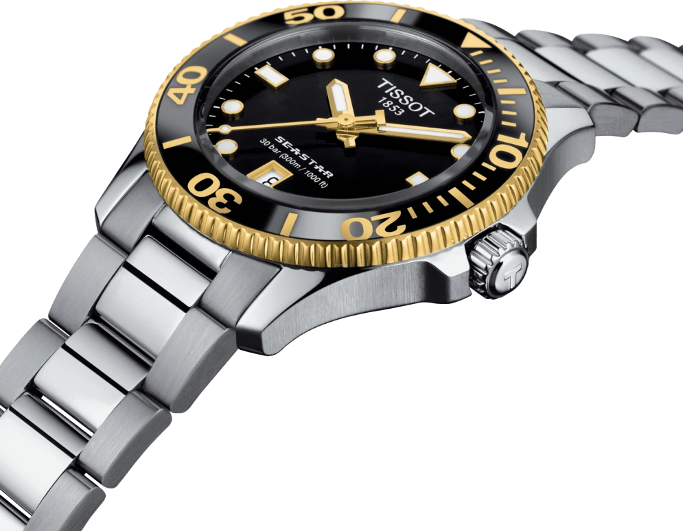 Tissot,Seastar 36mm,36mm,Stainless Steel,Black,Quartz,Date,26280hours,T120,T120.210.21.051.00