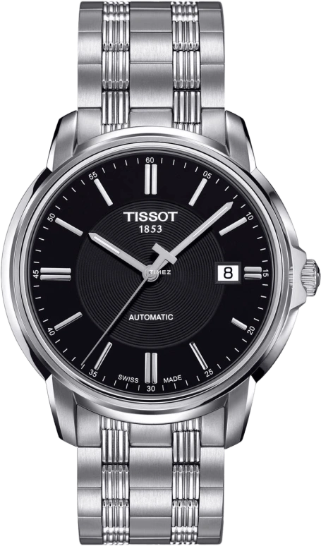 Tissot,T-Classic 39.70mm,39.70mm,Stainless Steel,Black,Automatic,Day,42hours,T0654071105100