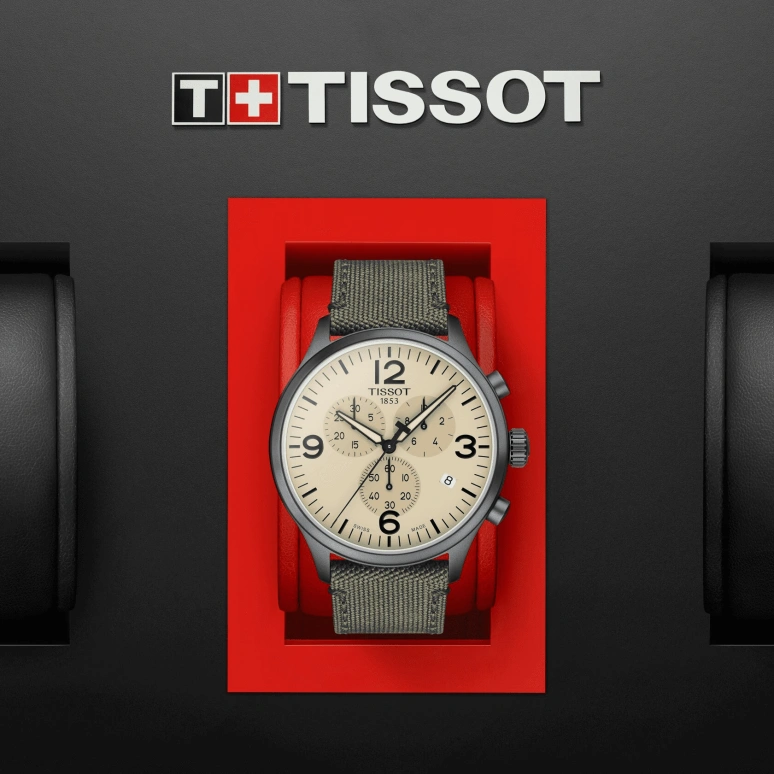 Tissot,XL 45mm,45mm,Stainless Steel,Beige,Quartz,Chronograph,Date,Rattrapante,T116,T116.617.37.267.00