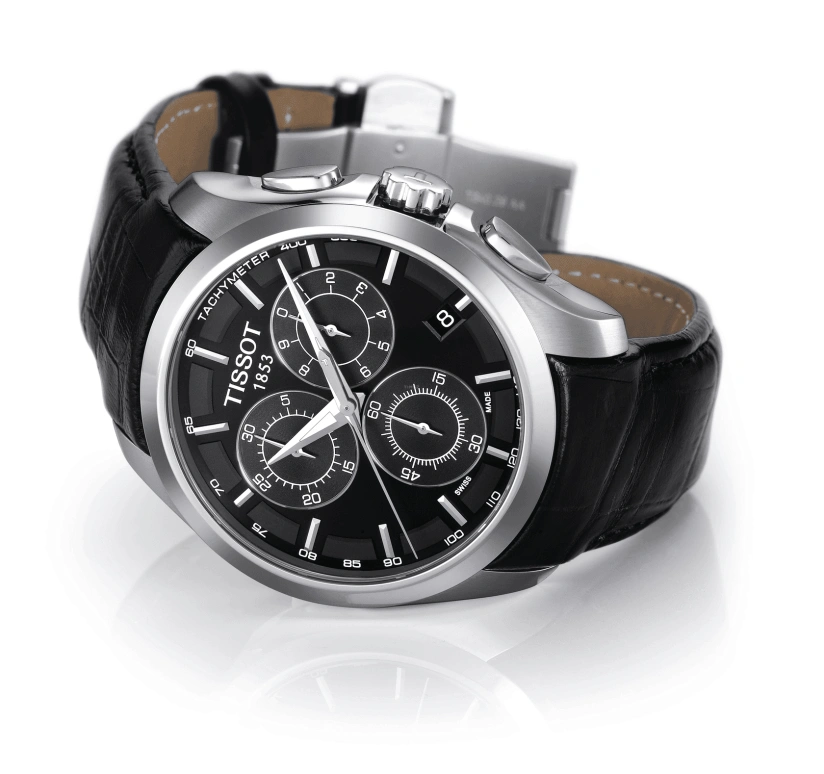 Tissot,Couturier 41mm,41mm,Stainless Steel,Black,Quartz,Chronograph,Date,Rattrapante,T035,T035.617.16.051.00