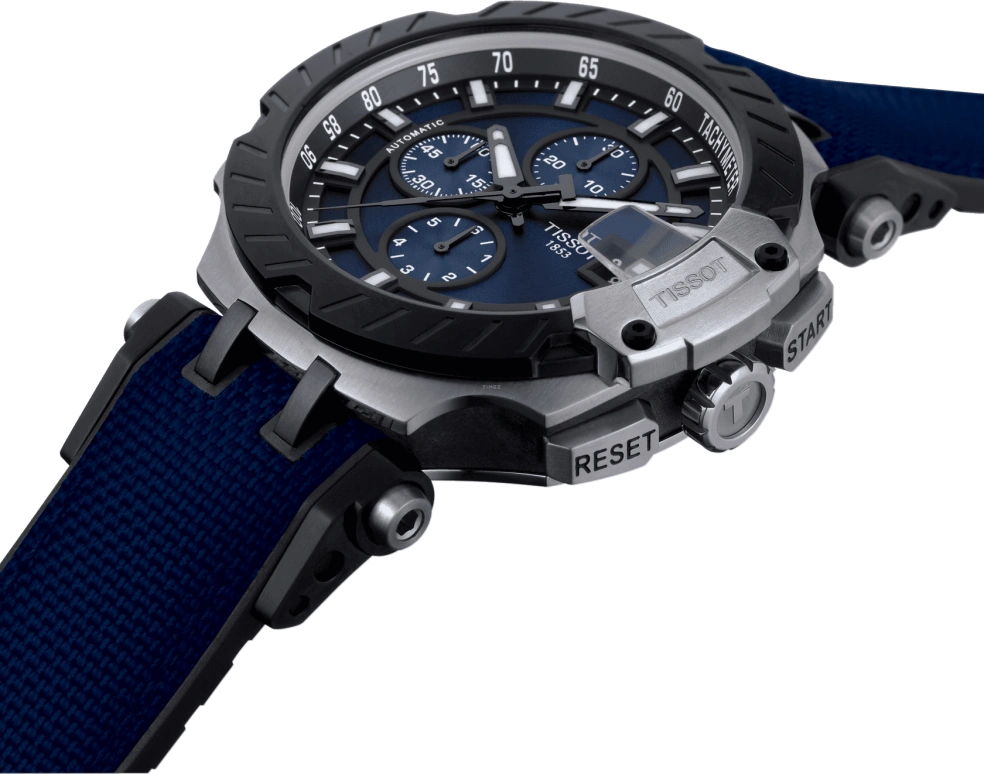 Tissot,T-Race 48.80mm,48.80mm,Stainless Steel,Blue,Automatic,Chronograph,Date,Anti-magnetic,T115,T115.427.27.041.00