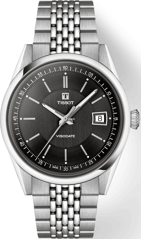 Tissot,Visodate 39mm,39mm,Stainless Steel,Black,Automatic,Day,In-house Caliber,T157,T157.407.11.051.00