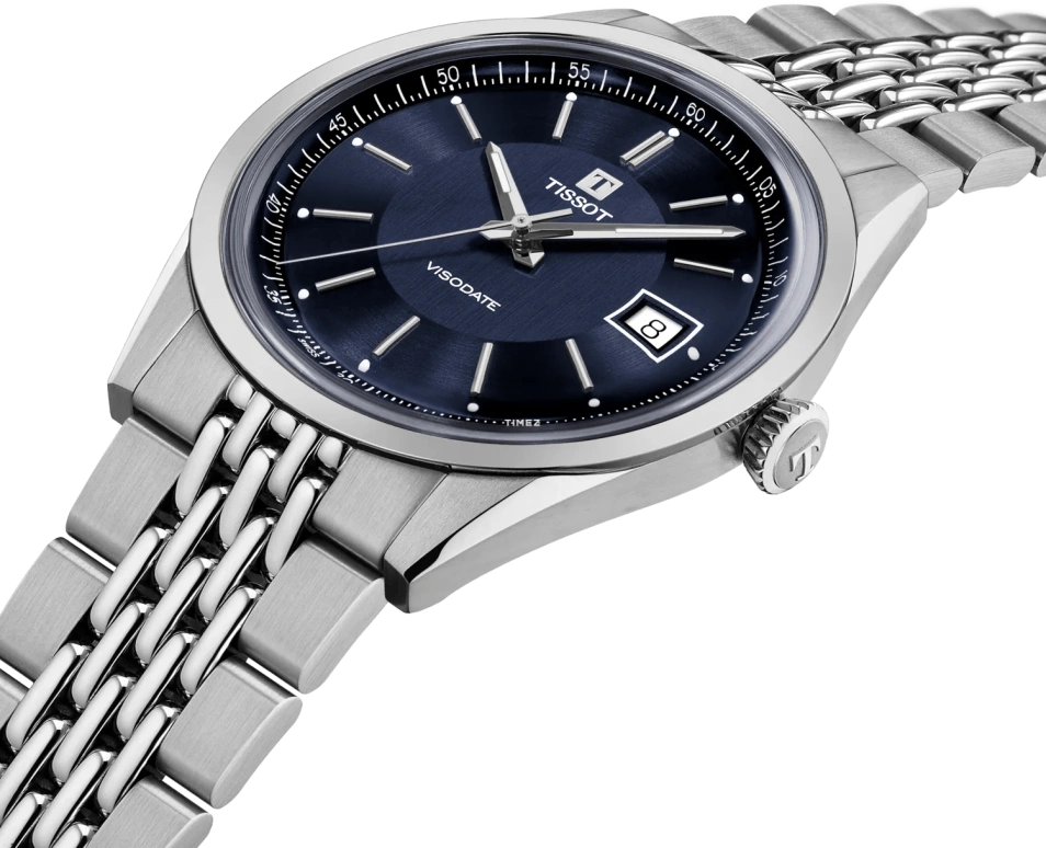 Tissot,Visodate 39mm,39mm,Stainless Steel,Blue,Automatic,Day,In-house Caliber,T157,T157.407.11.041.00