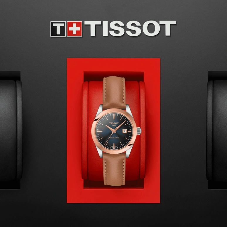 Tissot,T-Lady 29.30mm,29.30mm,Rose Gold,Stainless Steel,Blue,Automatic,Date,48hours,T930,T930.007.46.041.00