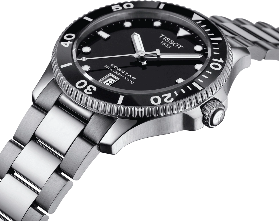 Tissot,Seastar 42mm,42mm,Stainless Steel,Black,Quartz,Day,In-house Caliber,T120,T120.410.11.051.00