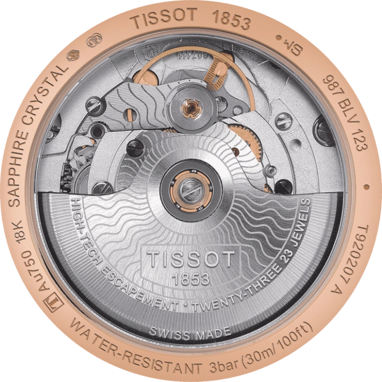 Tissot,T-Gold 33mm,33mm,Rose Gold,White,Automatic,80hours,Sapphire,Crystal Glass,T920,T920.207.76.118.00