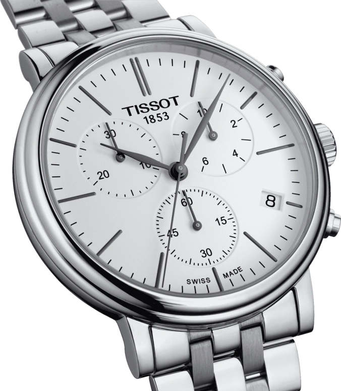 Tissot,Carson 41mm,41mm,Stainless Steel,White,Quartz,Chronograph,Date,Rattrapante,T122,T122.417.11.011.00