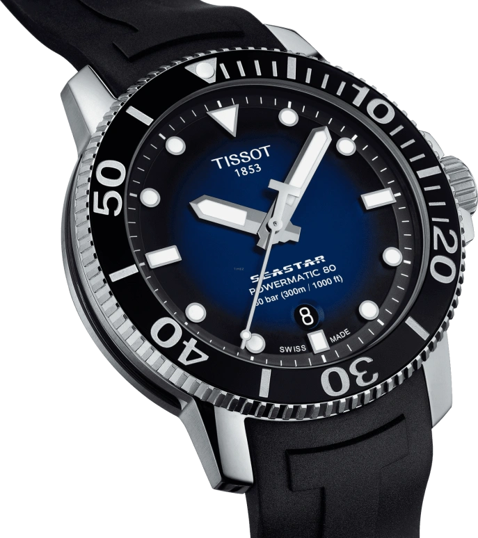 Tissot,Seastar 43mm,43mm,Stainless Steel,Blue,Automatic,Day,80hours,T120,T120.407.17.041.00