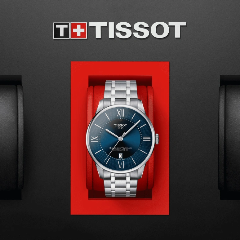 Tissot,Chemin Des Tourelles 42mm,42mm,Stainless Steel,Blue,Automatic,Day,80hours,T099,T099.407.11.048.00
