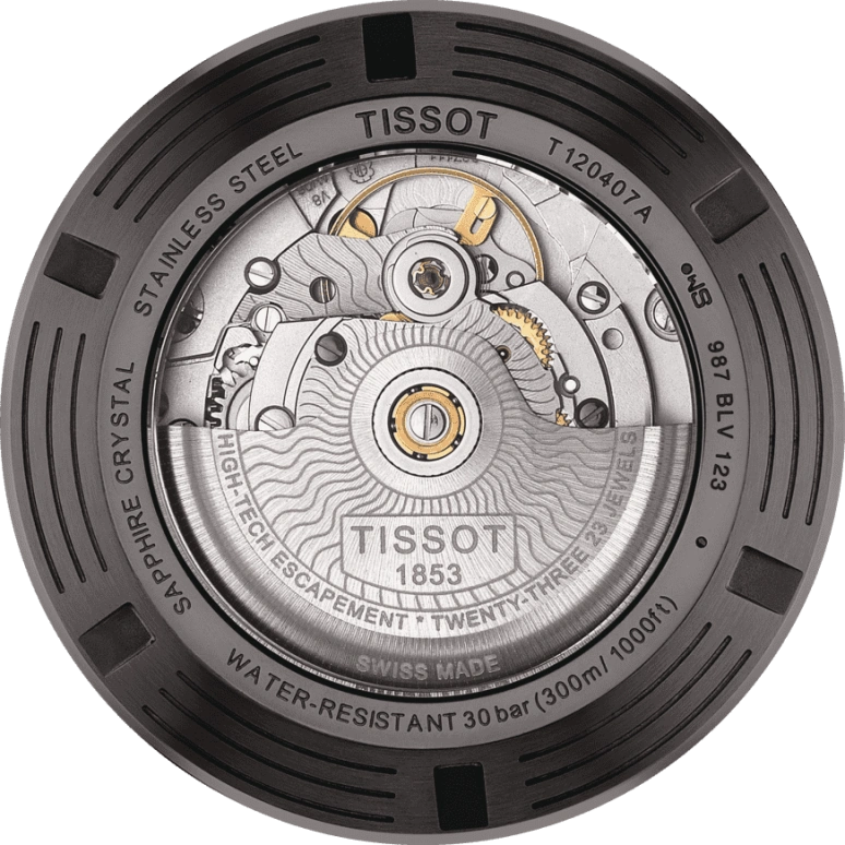 Tissot,Seastar 43mm,43mm,Stainless Steel,Ceramic,Black,Automatic,Day,80hours,T120,T120.407.37.051.00
