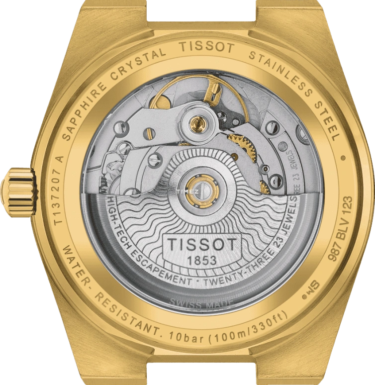 Tissot,PRX 35mm,35mm,Stainless Steel,Champagne,Automatic,Day,In-house Caliber,T137,T137.207.33.021.00