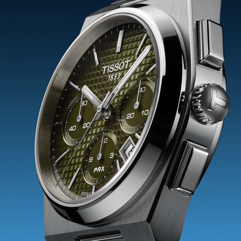 Tissot,PRX 41.50x42mm,41.50x42mm,Stainless Steel,Green,Automatic,Chronograph,Day,T137,T137.427.11.091.00