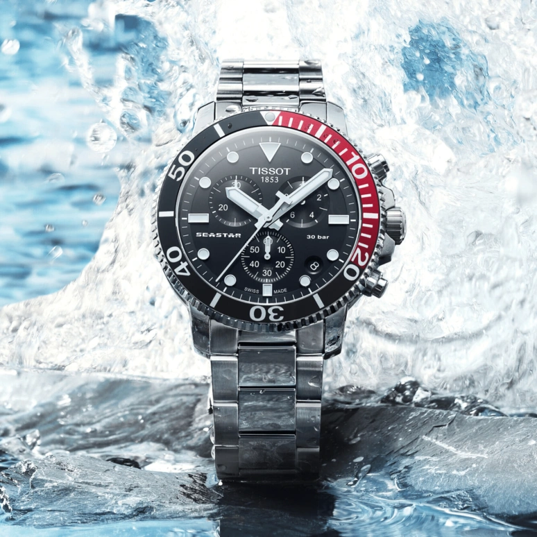 Tissot,Seastar 45.50mm,45.50mm,Stainless Steel,Black,Quartz,Chronograph,Date,Rattrapante,T120,T120.417.11.051.01