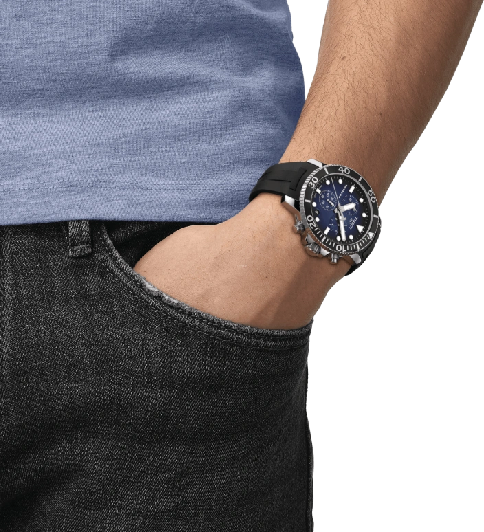 Tissot,Seastar 45.50mm,45.50mm,Stainless Steel,Blue,Quartz,Chronograph,Date,Rattrapante,T120,T120.417.17.041.00