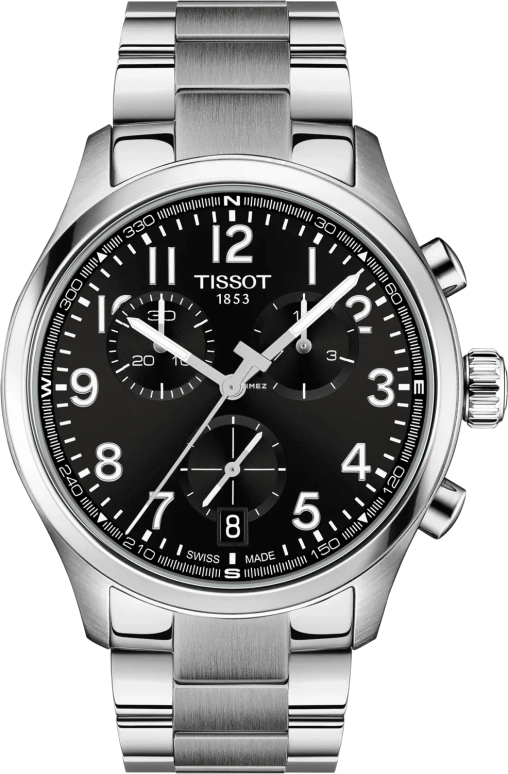 Tissot,Chrono 42mm,42mm,Stainless Steel,Black,Quartz,Chronograph,Day,T116,T116.417.11.052.00