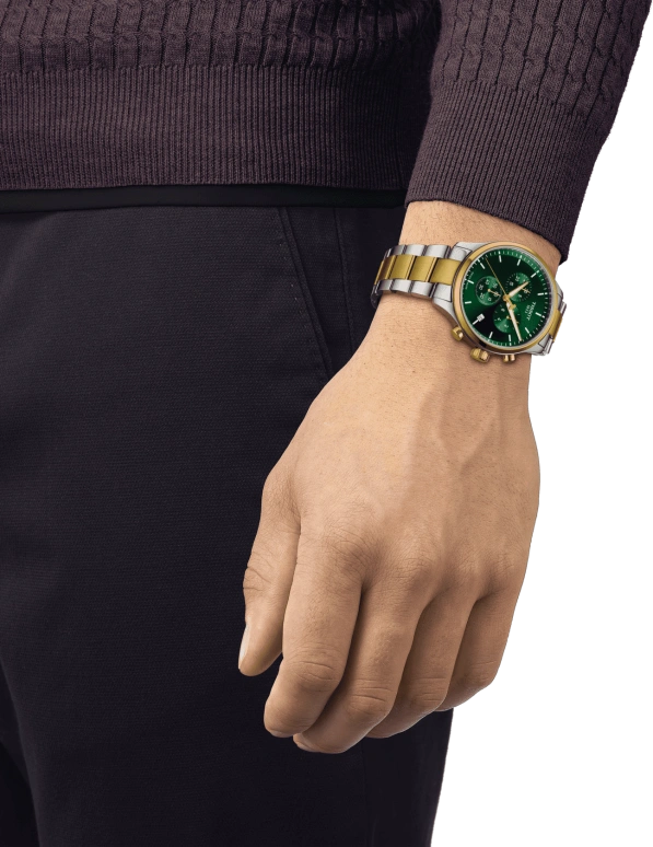 Tissot,XL 45mm,45mm,Stainless Steel,Green,Quartz,Chronograph,Date,Rattrapante,T116,T116.617.22.091.00
