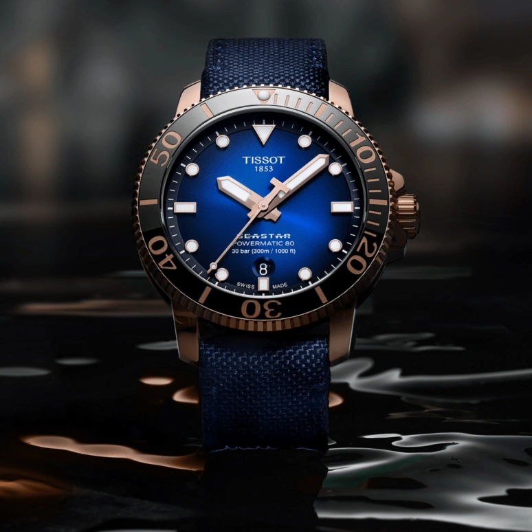 Tissot,Seastar 43mm,43mm,Stainless Steel,Ceramic,Blue,Gradient,Automatic,Day,80hours,T120,T120.407.37.041.00