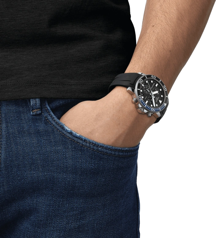 Tissot,Seastar 45.50mm,45.50mm,Stainless Steel,Black,Quartz,Chronograph,Date,Rattrapante,T120,T120.417.17.051.02