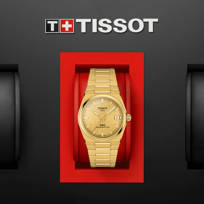 Tissot,PRX 35mm,35mm,Stainless Steel,Champagne,Automatic,Day,In-house Caliber,T137,T137.207.33.021.00
