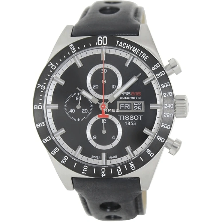 Tissot,PRS 516 45mm,45mm,Stainless Steel,Black,Automatic,Chronograph,Date,Day,T044,T044.614.26.051.00