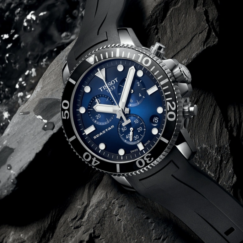 Tissot,Seastar 45.50mm,45.50mm,Stainless Steel,Blue,Quartz,Chronograph,Date,Rattrapante,T120,T120.417.17.041.00