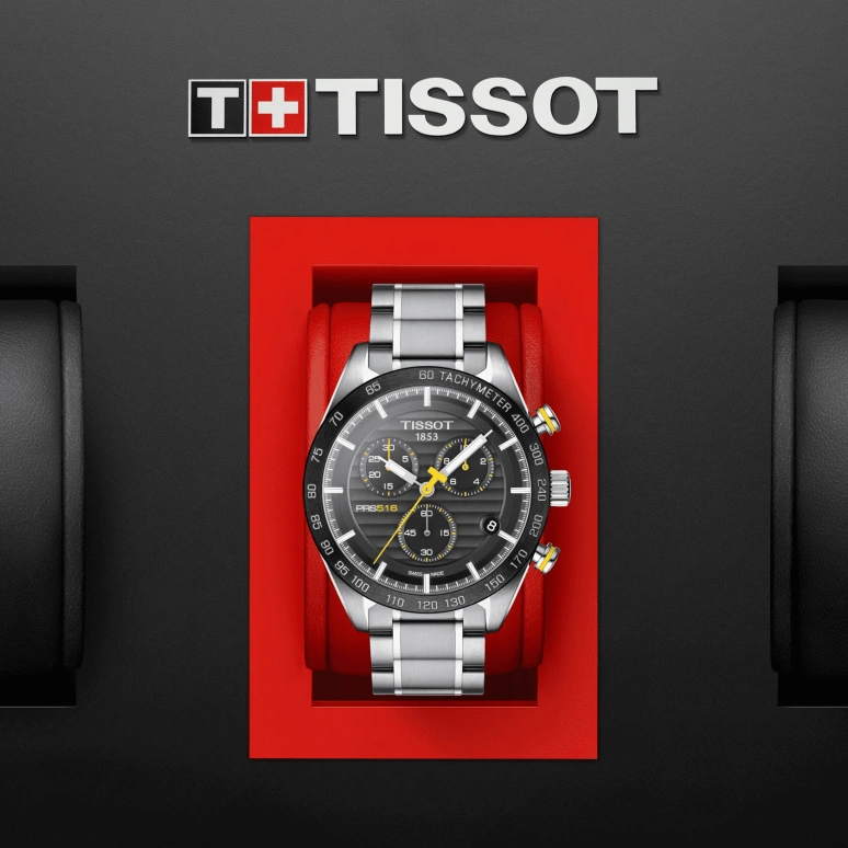 Tissot,PRS 516 42mm,42mm,Stainless Steel,Black,Quartz,Chronograph,Day,T100,T100.417.11.051.00