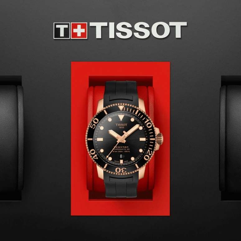 Tissot,Seastar 43mm,43mm,Stainless Steel,Black,Automatic,Day,80hours,T120,T120.407.37.051.01