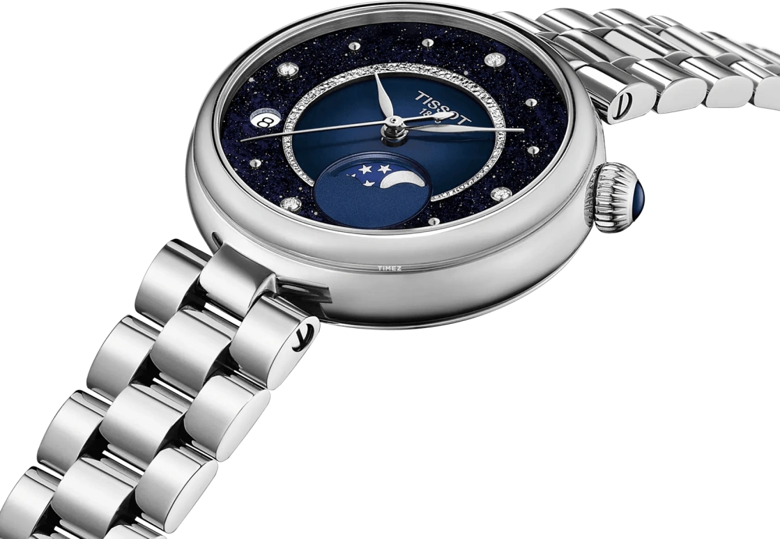 Tissot,Bellissima 29.60mm,29.60mm,Stainless Steel,Blue,Quartz,Moonphase,Day,T152,T152.223.11.496.00