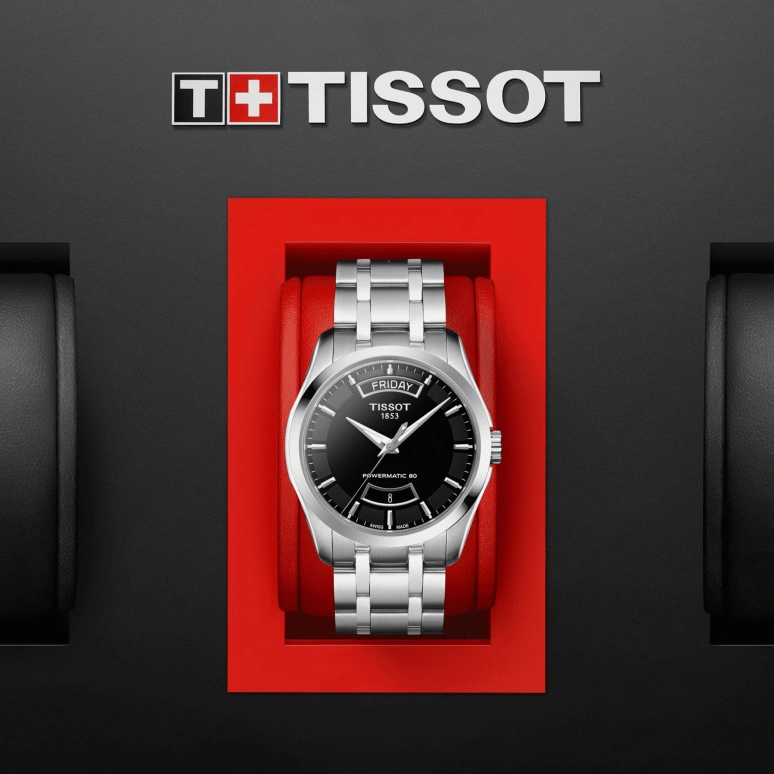 Tissot,Couturier 39mm,39mm,Stainless Steel,Black,Automatic,Date,Day,T035,T035.407.11.051.01