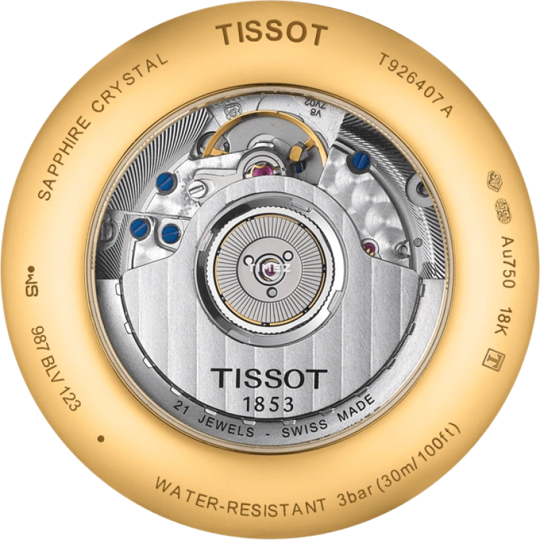Tissot,T-Gold 39.80mm,39.80mm,Yellow Gold,Cream white,Automatic,Sapphire,Crystal Glass,Round,T926,T926.407.16.263.00