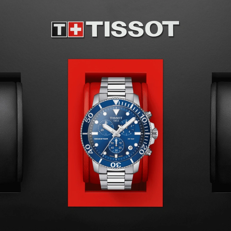 Tissot,Seastar 45.50mm,45.50mm,Stainless Steel,Blue,Quartz,Chronograph,Date,Rattrapante,T120,T120.417.11.041.00