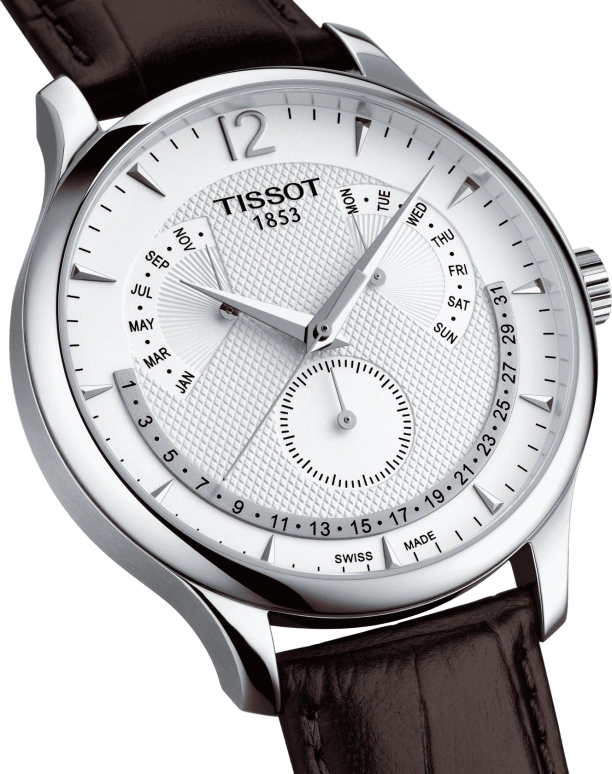 Tissot,Tradition 42mm,42mm,Stainless Steel,White,Quartz,Perpetual Calendar,Month,Date,Day,Sapphire,Round,T063,T063.637.16.037.00