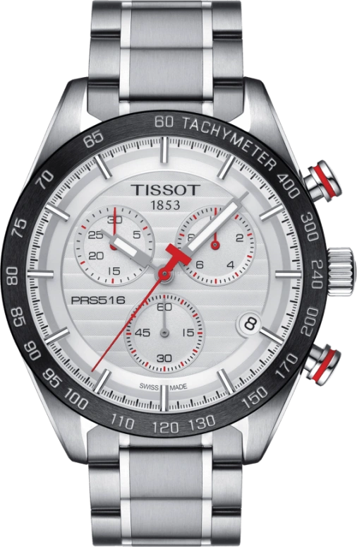Tissot,PRS 516 42mm,42mm,Stainless Steel,Silver,Quartz,Chronograph,Day,T100,T100.417.11.031.00