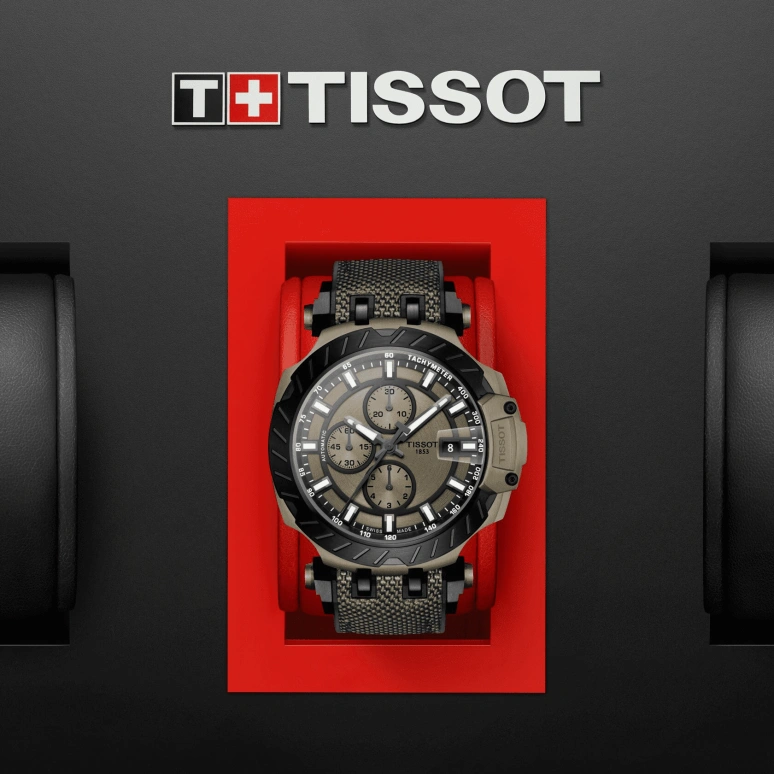 Tissot,T-Race 48.80mm,48.80mm,Stainless Steel,khaki,Automatic,Chronograph,Date,Anti-magnetic,T115,T115.427.37.091.00