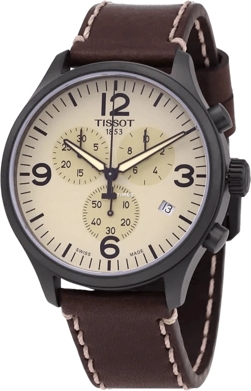 Tissot,Chrono 45mm,45mm,Stainless Steel,Cream,Quartz,Chronograph,Day,T116,T116.617.36.26 7.00